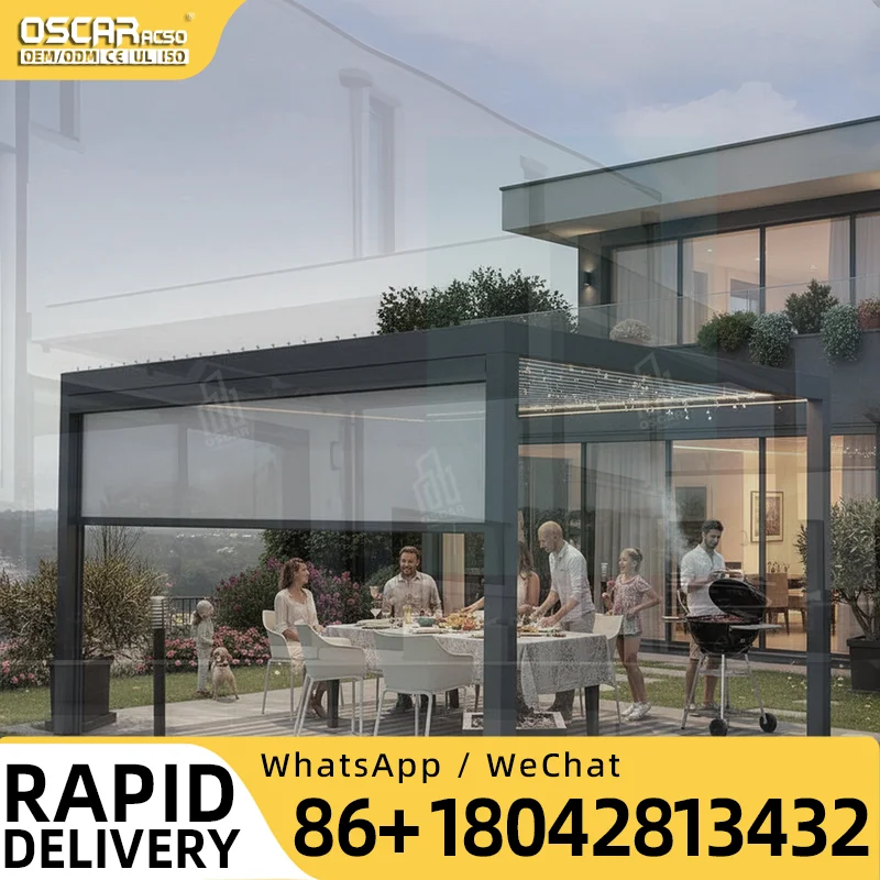 High Quality Modern Manual Outdoor Waterproof Aluminium Bioclimatic Structure 3x3 3x4 for Garden Patio Backyard pergola