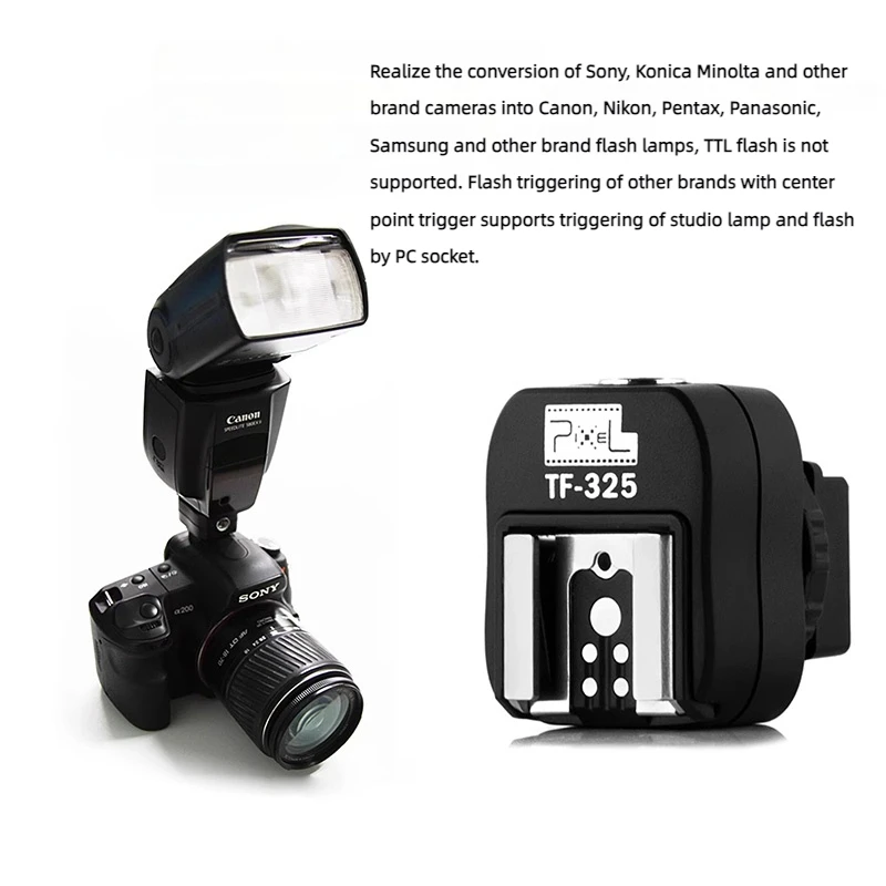 Pixel TF-325 Nuovo convertitore adattatore hot shoe per fotocamera DSLR Sony a luce flash Canon Nikon PENTAX