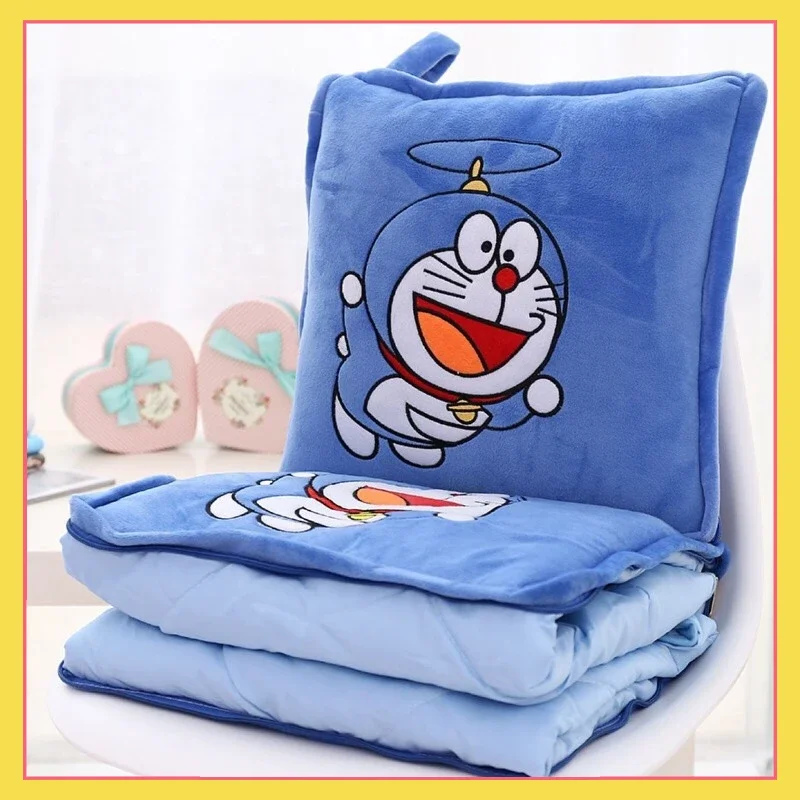 

Miniso сотрудничество Doraemon HelloKitty мультфильм двойного использования автомобиль одеяло 2 в 1 Толстая Подушка Одеяло для взрослых и детей