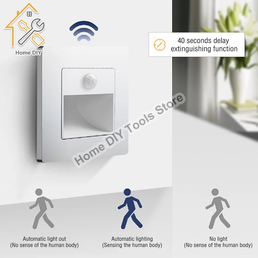 Motion Sensor Light AC110V-240V Infrared Human Body Induction Night Footlight LED PIR Sensor Stairway Corridor Foyer Lighting