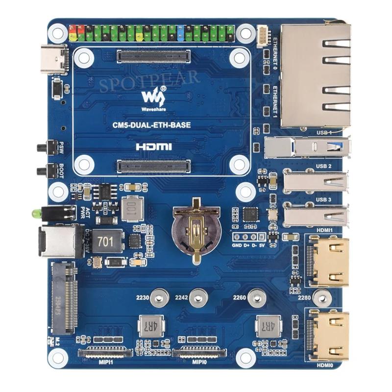 Плата расширения Raspberry Pi CM5 Gigabit/2.5G Dual Ethernet с базой RJ45 GPIO IO