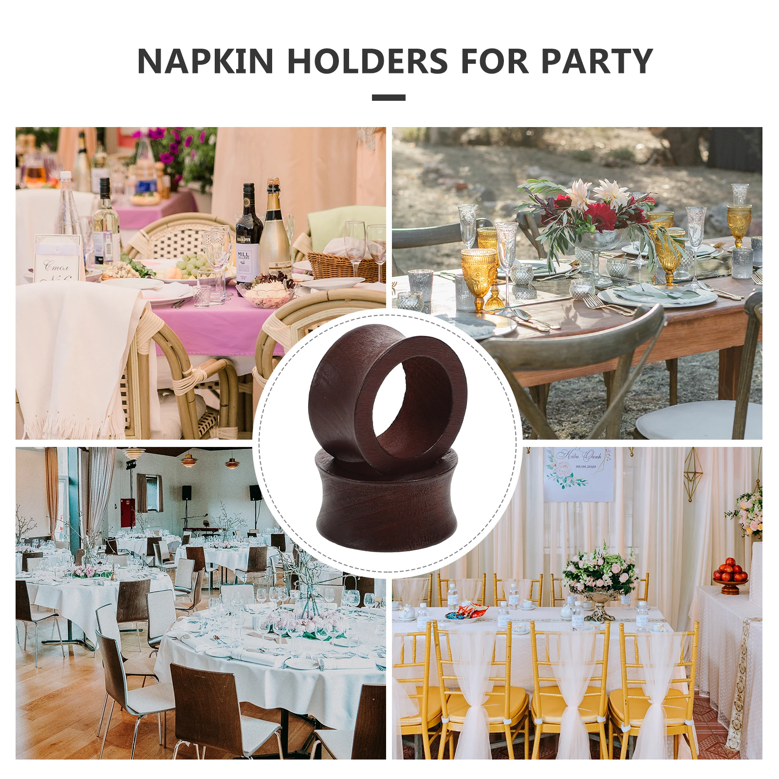 

6pcs Napkin Rings Elegant Table Christmas Napkin Holder Setting Christmas Holiday Dining Ring Holder Rustic Charm