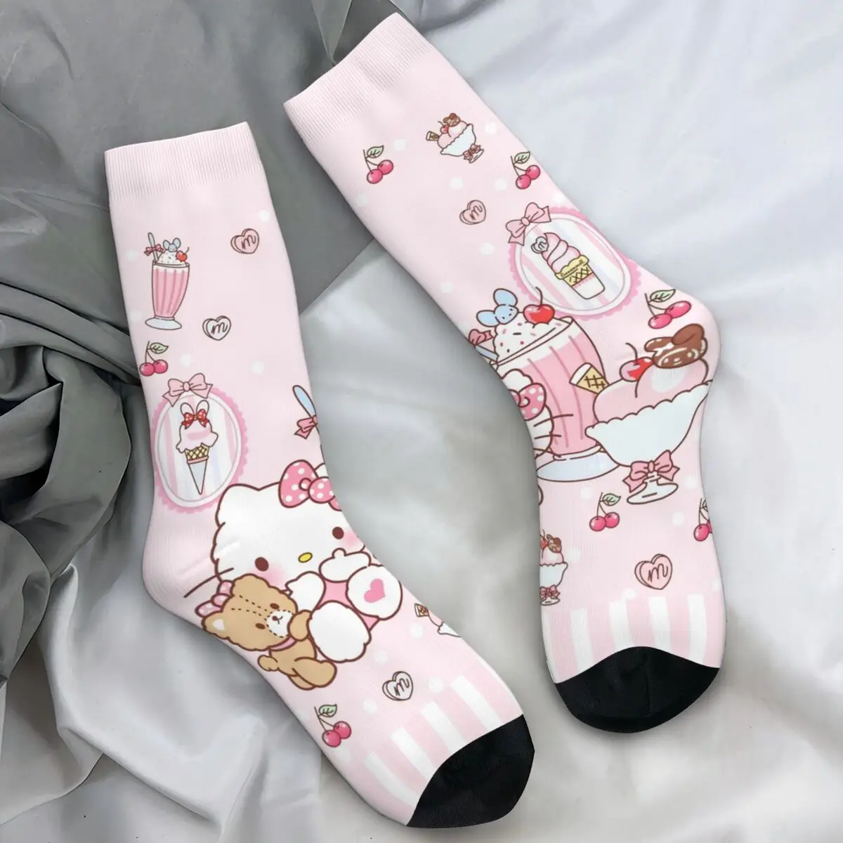 الوردي مرحبا كيتي Kawaii شخصية كرتونية جوارب للجنسين الجوارب الشتاء تشغيل المضادة للانزلاق نمط الجوارب هدية عيد ميلاد #1