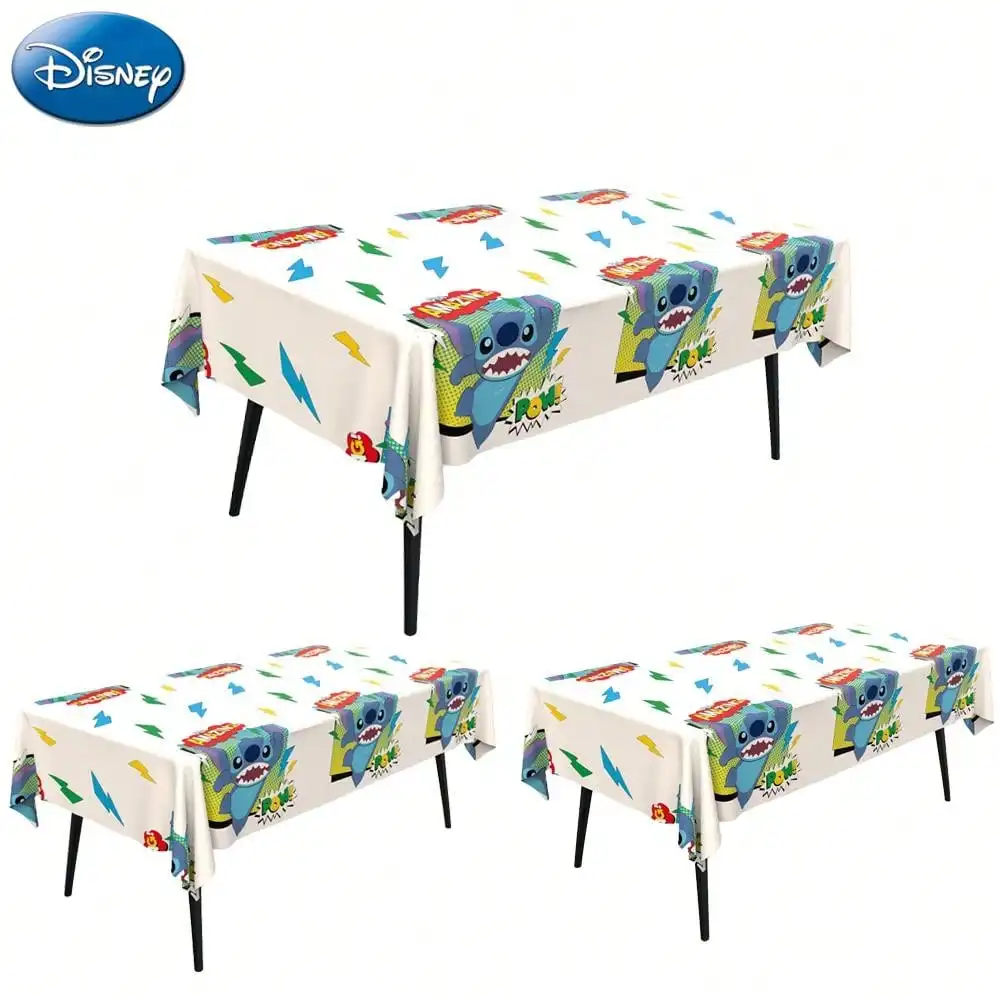 

3PCS Per Pack Disney Officially Licensed Stitch Tablecloths Blue Cute Cartoon Anime Peripherals Decoration Restaurants Rectangul