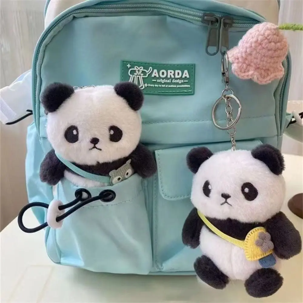 Plush Cute Panda Keychain Little Fresh Korean Style Doll PP Cotton Car Key Ring Couple