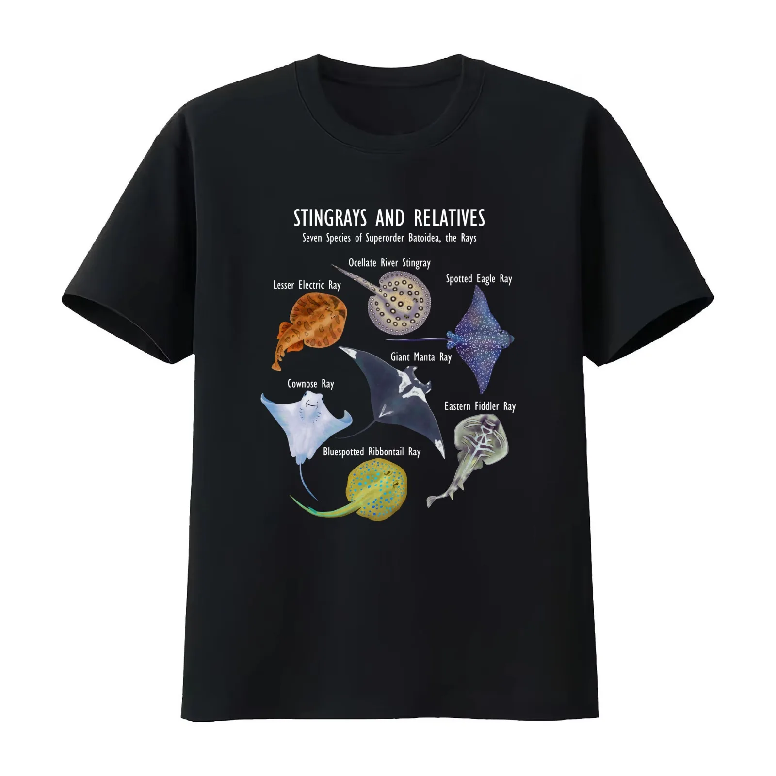 Stingray Species: Manta Ray River Stingray and Relatives T-Shirt Summer Casual Cotton Tee Oversized Streetwear Tops