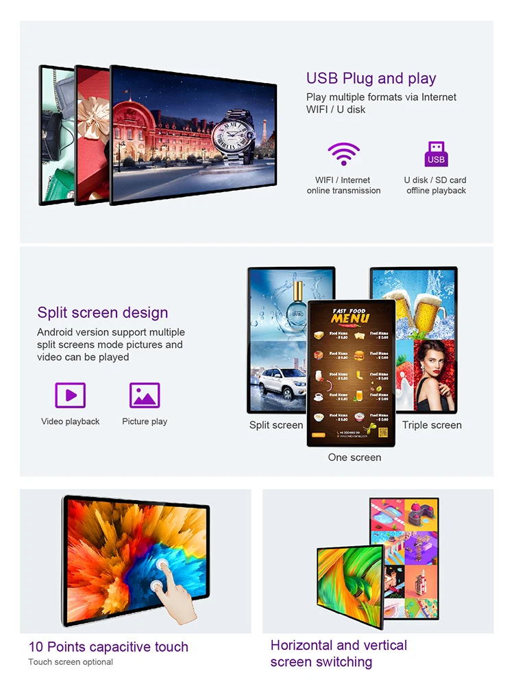 Tablet 10.1 12.1 15-inch Smart Wifi 4g Ultra-thin Android LCD Advertising Machine Wall-mounted Touch Screen