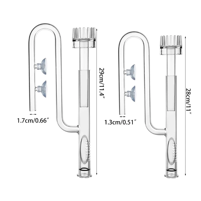 Glass Inflow Lily Pipe with Skimmer Transparent for Aquarium Planted for Tank