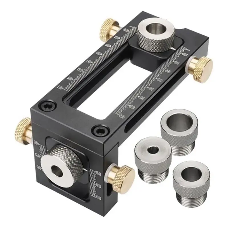 A21Q -2 In 1 Drill Guide Positioning Clamp, Self Centering Drill Clamp, Graduated Woodworking Tool For Furniture Wood Connect