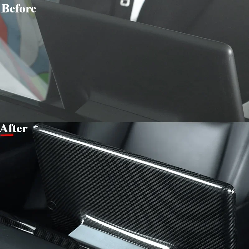 Tampa Traseira para Tesla, Dry Real Carbon Fiber, Display de Controle Central, Decoração Modificação do carro, Highland, Modelo 3, Y, 3 +, 2022