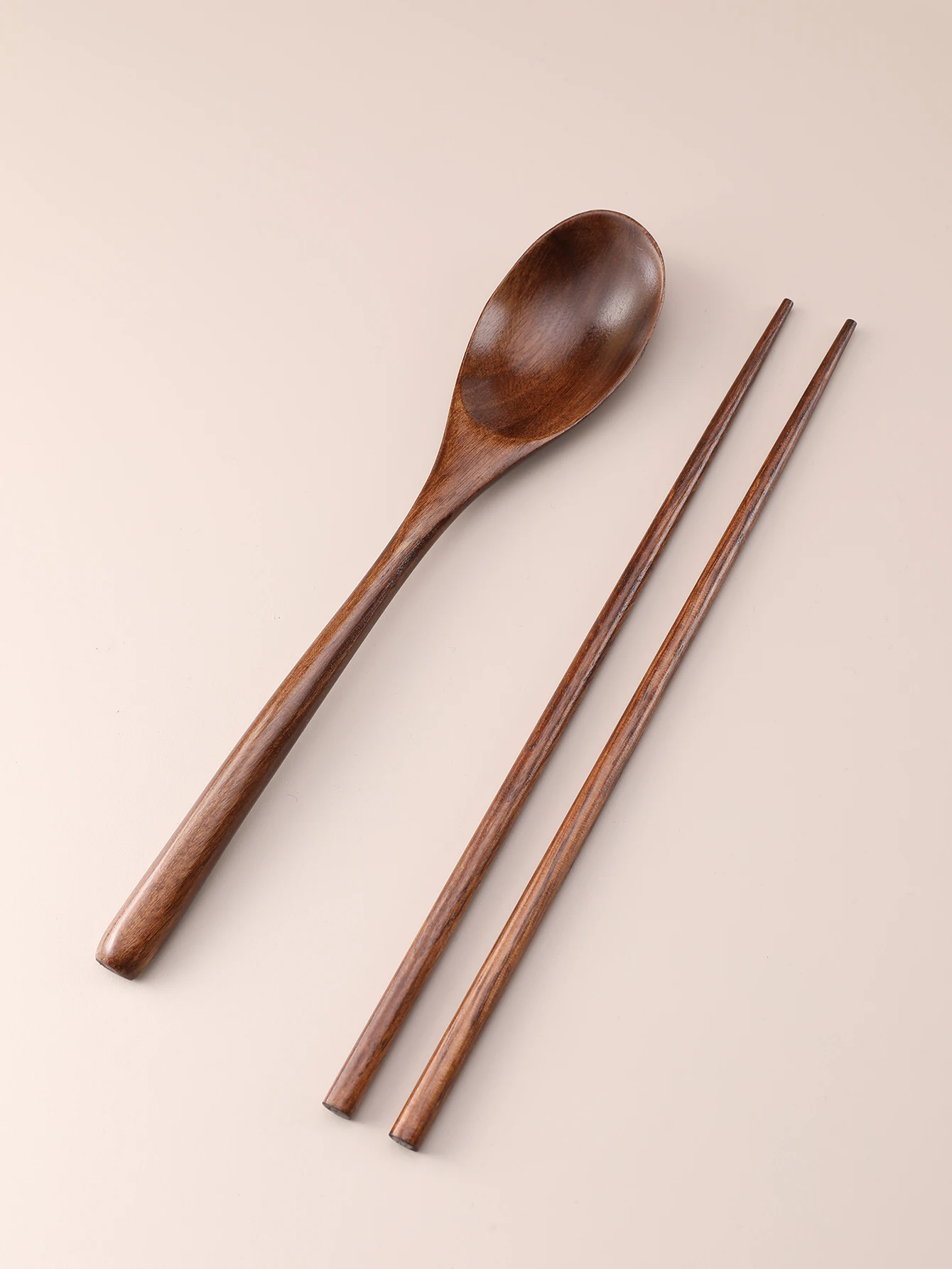 1 wooden tableware set of 1 wooden spoon & 1 Pair of chopsticks，Natural Wood Spoon & Chopstics,Environmentally friendly material