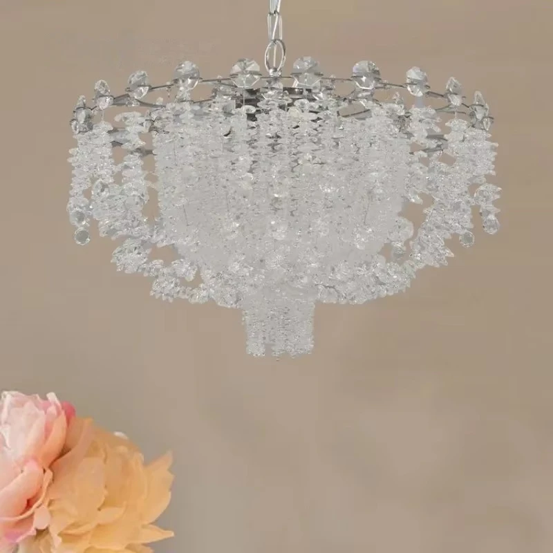 Light Luxury Modern French American Waterfall Crystal Chandelier Suitable For Living Room, Dining Room, Bedroom Ceiling Light
