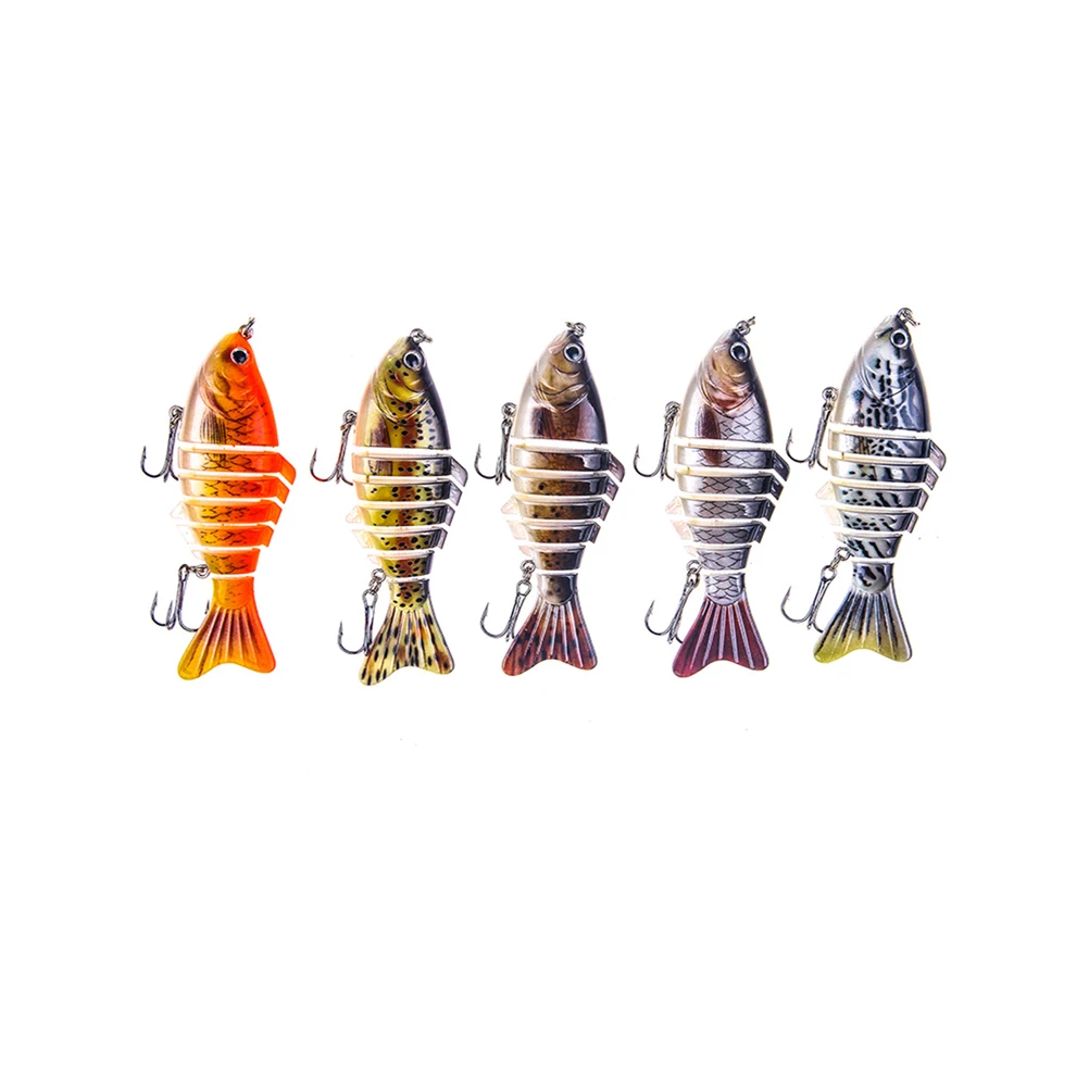 

5 Pcs Fishing Lifelike Multi jointed Sinking Fake Bait Shape 10cm Weedless Baits Simulation Metal Reusable Carp Silver
