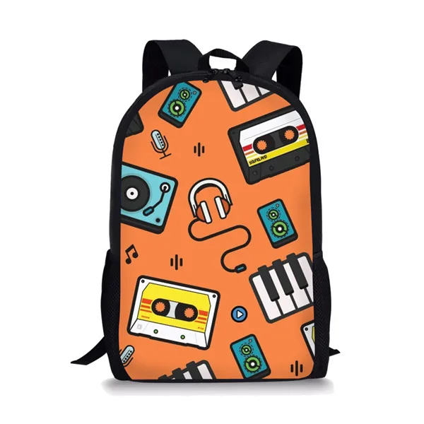 Mochila De estudiante con patrón de música Rock para niñas, paquete de viaje, bolsa de hombro de compras, mochila multifuncional