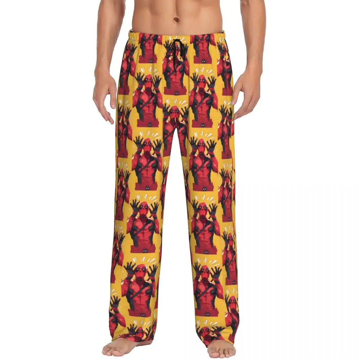 

Custom Print Men Deadpool Pajama Pants Comics Book Sleepwear Sleep Lounge Bottoms with Pockets