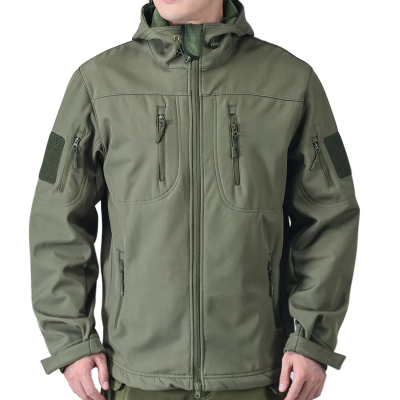 Immagine 4: Giacche softshell militari speciali Ops da uomo resistenti all'acqua antivento tattiche invernali con cerniera cappotti da pioggia cappuccio da caccia da campeggio