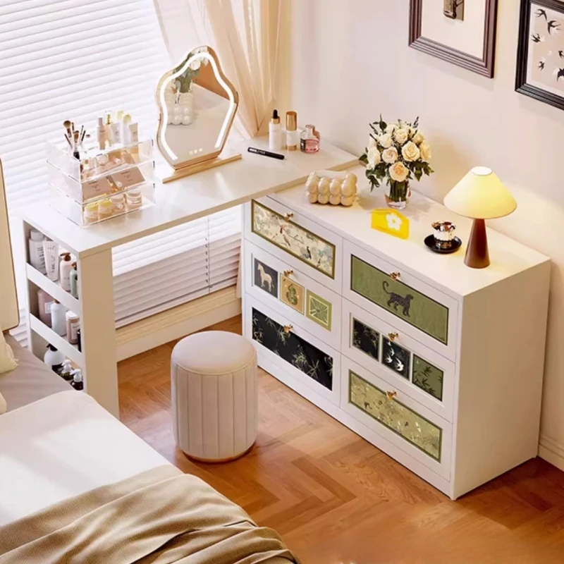 Drawers Makeup Dressing Table Bedroom Desk Chair Modern European Vanity Table Bedside Shelf Mesa De