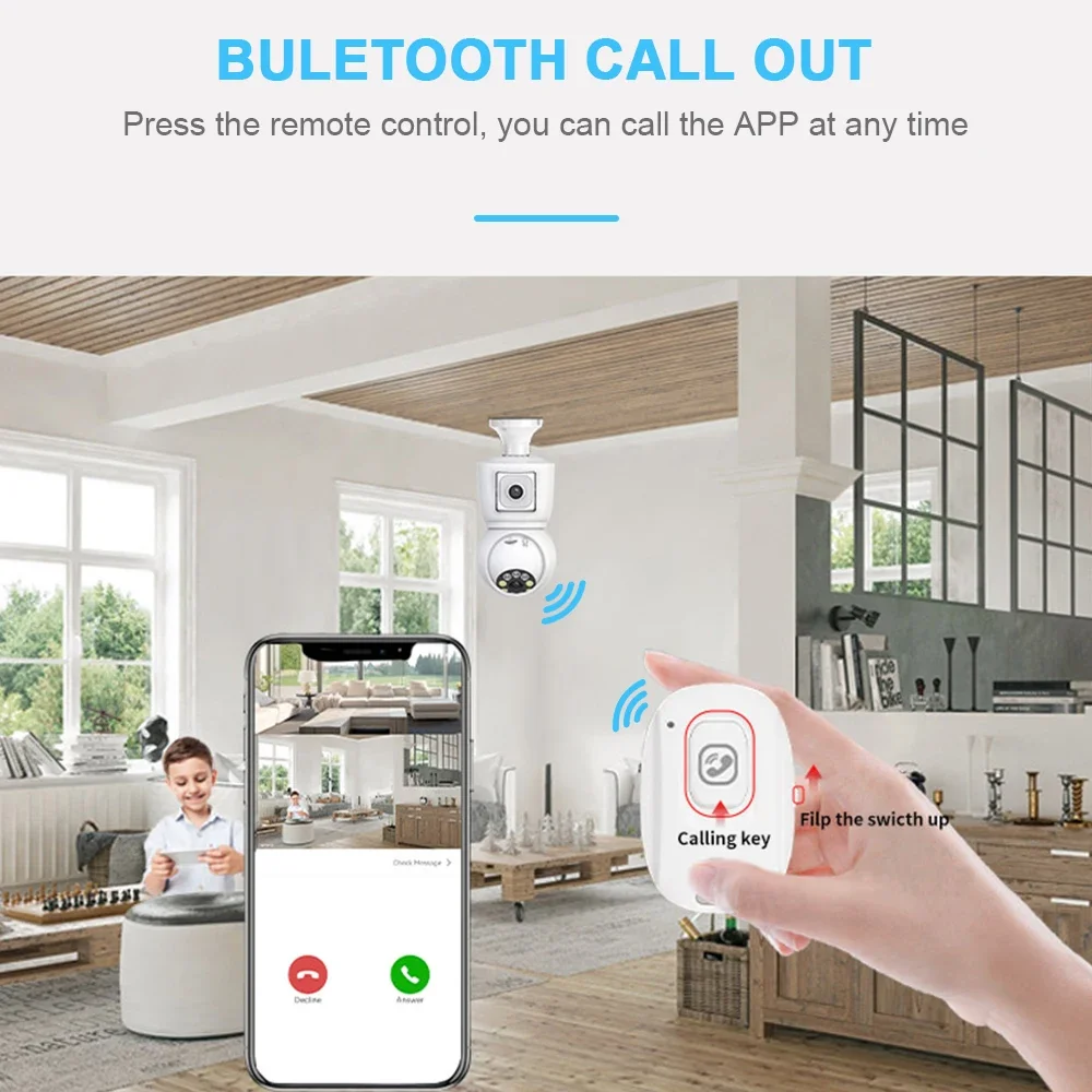 DIDSeth 6MP E27 Camera Light Bulb Dual Lens Camera Auto Tracking Full Color Night Vision Two-way Audio Security IP Camera