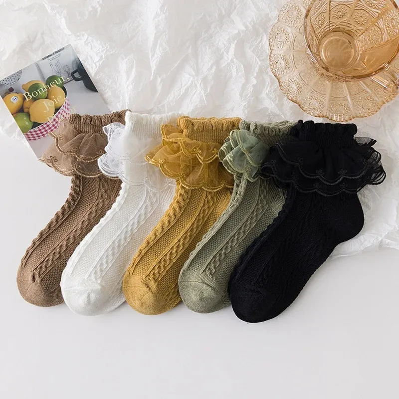 

1/3 Pairs/Lot Summer Girls Socks Baby Kids Ruffle Sock Cute Children Frilly White Black Lace Cotton Socks For 1-10Years