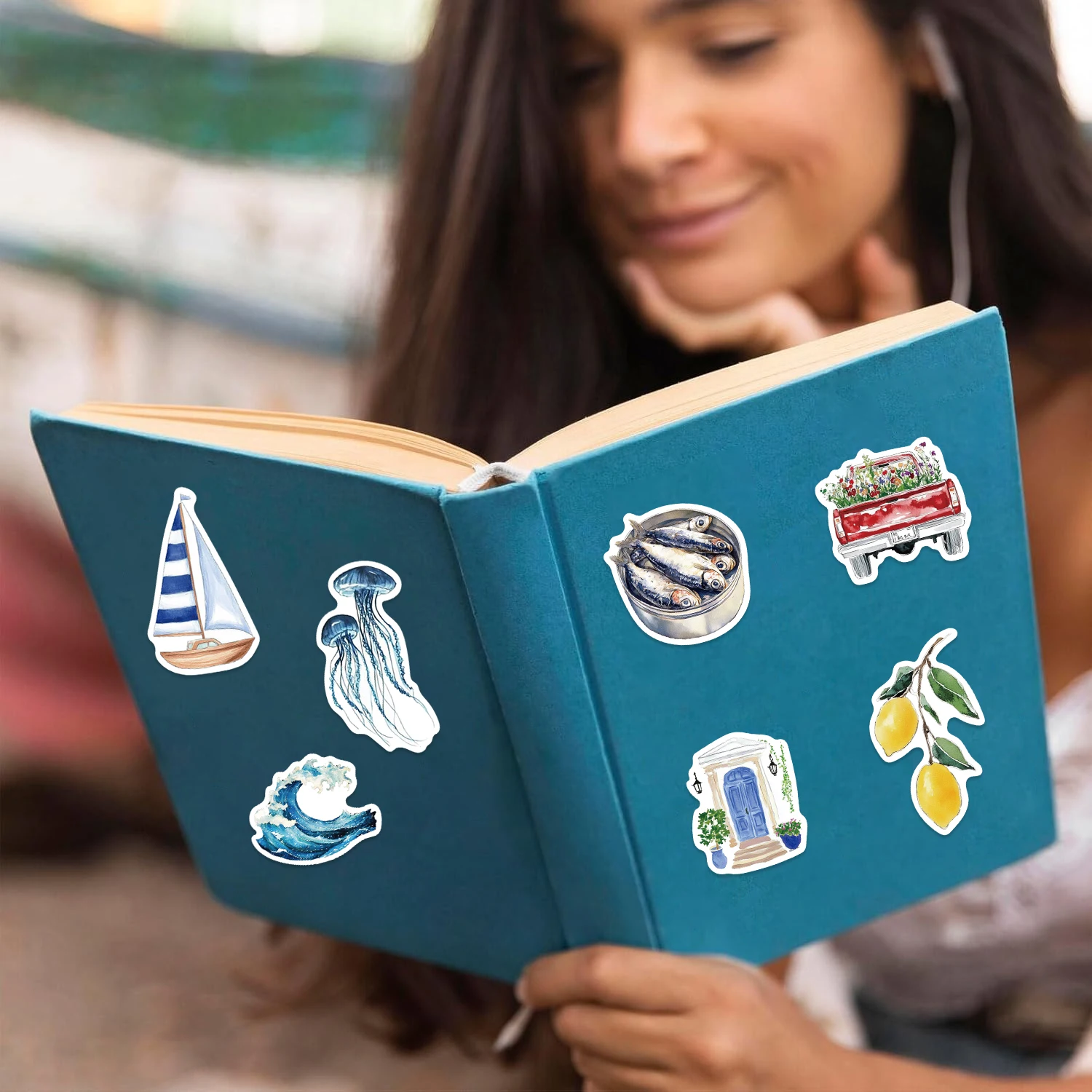 50 pçs adesivos de mar aberto pvc peixe tartaruga e camarão decalques para diy portátil notebook caso telefone skate garrafa água guitarra