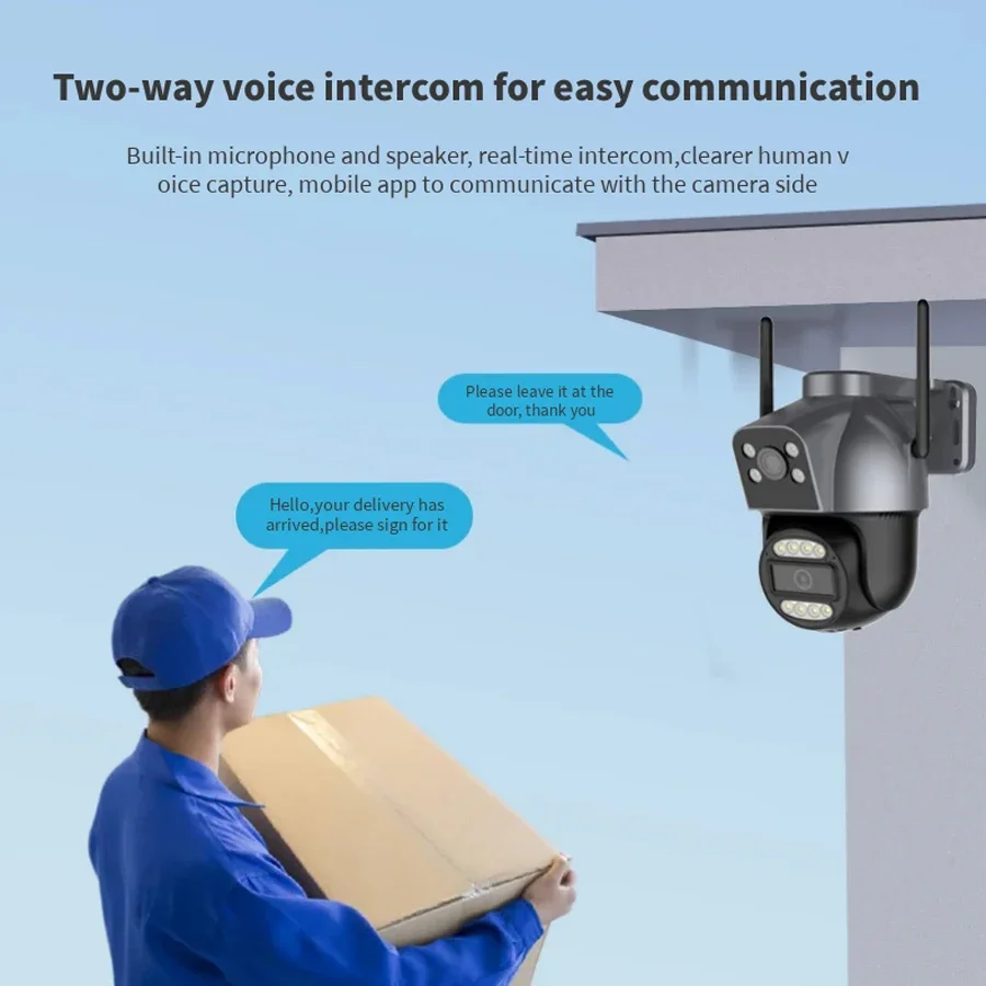 4K 8MP двойной объектив WIFI IP-камера PTZ-камера с автоматическим отслеживанием двусторонняя аудиокамера видеонаблюдения P2P видеонаблюдение iCSee APP