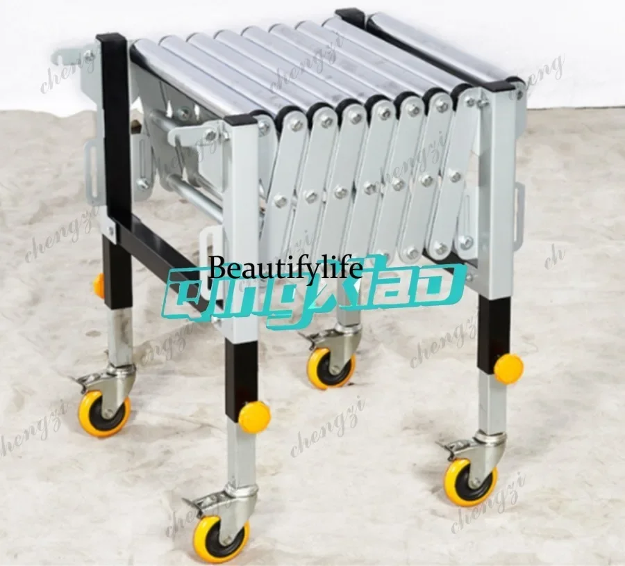 K182 Flexible Expandable Gravity Roller Conveyor Mobile Unpowered Roller Stand For Industrial Logistics Packaging Heavy Duty