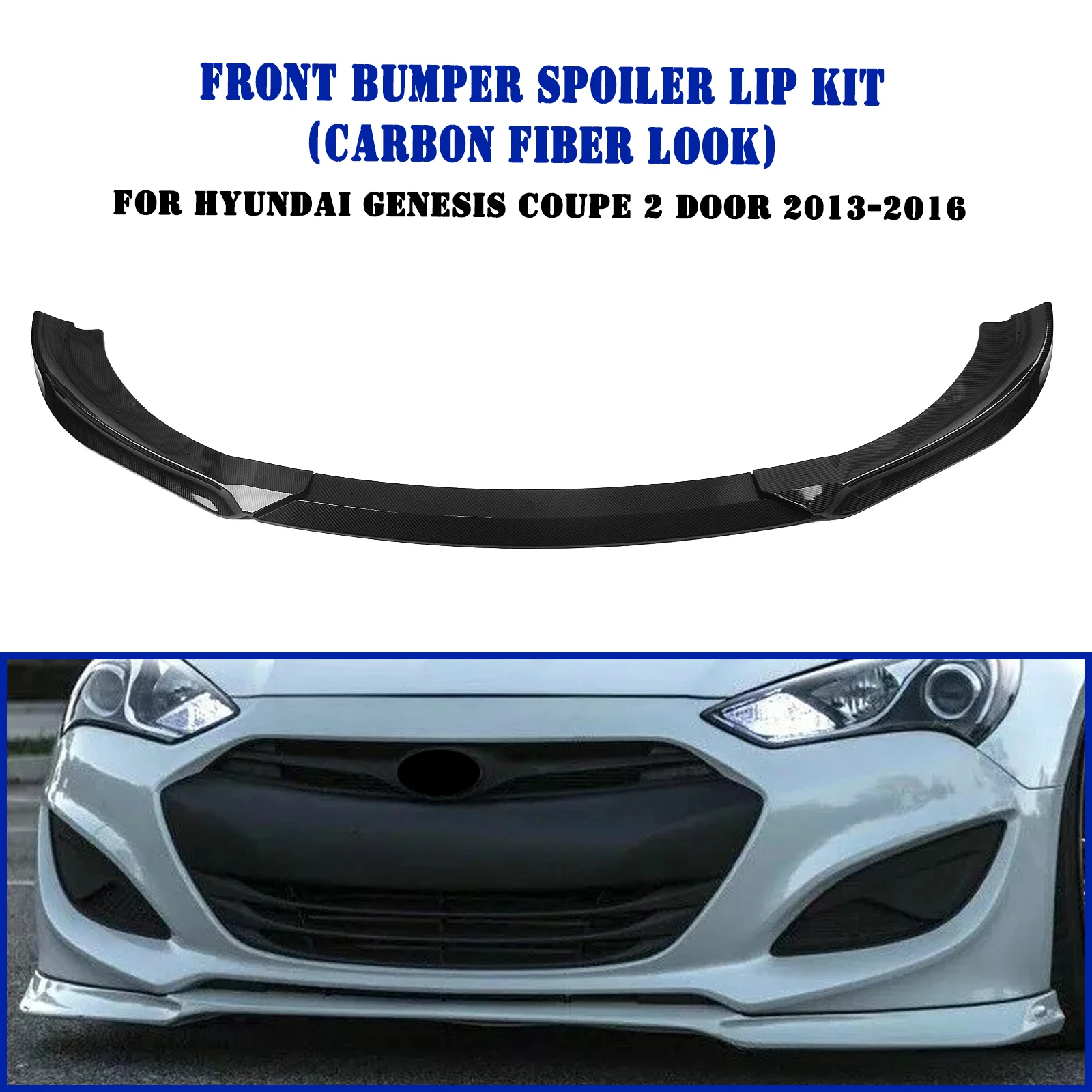 For Hyundai Genesis Coupe 2 Door 2013-2016 Front Bumper Spoiler Lip Carbon Fiber Look/Gloss/Matte Black Lower Splitter