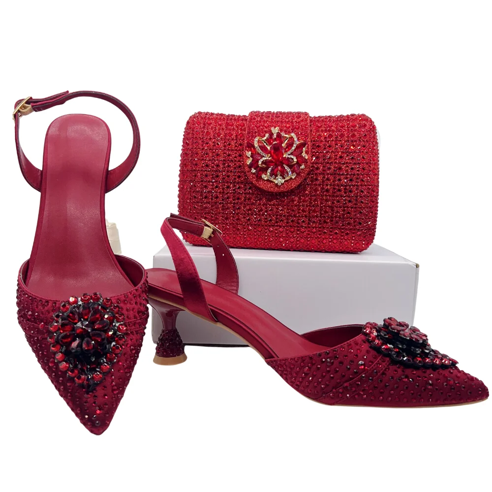 Women's Clutch Bag and Shoes Fairy Diamond High Heels Stylish Dress Shoes Pointed Toe Stiletto Heels Elegant Party Wedding Shoes image 6