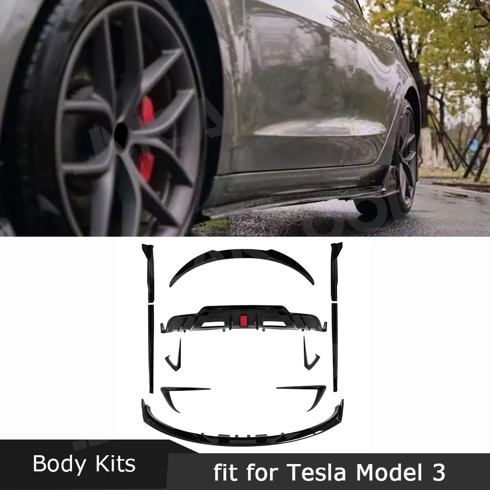 

JMCARCOOL Front Lip Rear Bumper Diffuser Side Skirts Rear Spoiler Splitter Air Vent Trims Body Kit For Tesla Model 3 2019+