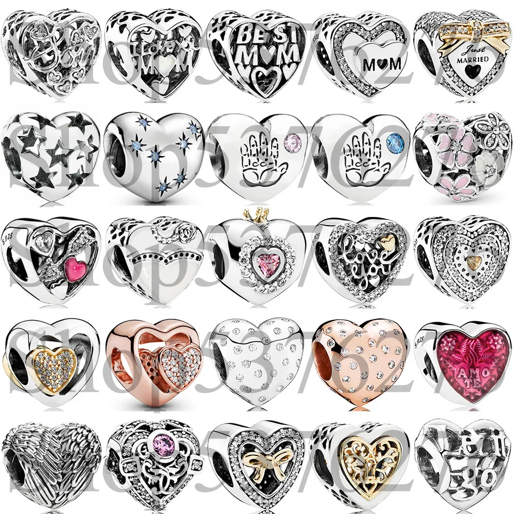 Abalorio de plata de ley 925 para bebé, niño, niña, mejor madre, hijo, amor, corazón, compatible con pulsera Pandora, brazalete, regalo, joyería artesanal