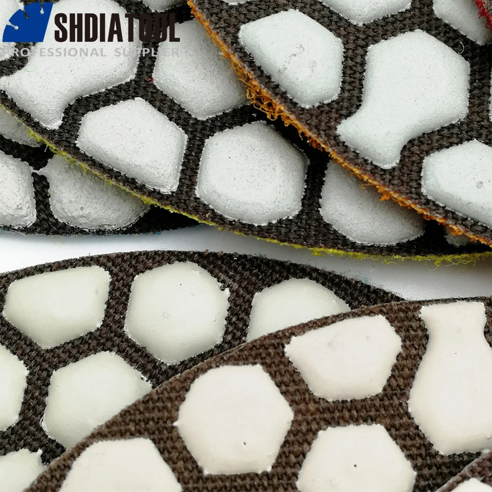 Imagem -03 - Shdiatool-diamond Dry Polishing Pads Grupo Almofadas Flexíveis Espuma M14 Plástico Velco Backer Adaptador de Haste Redonda 503000 Pcs