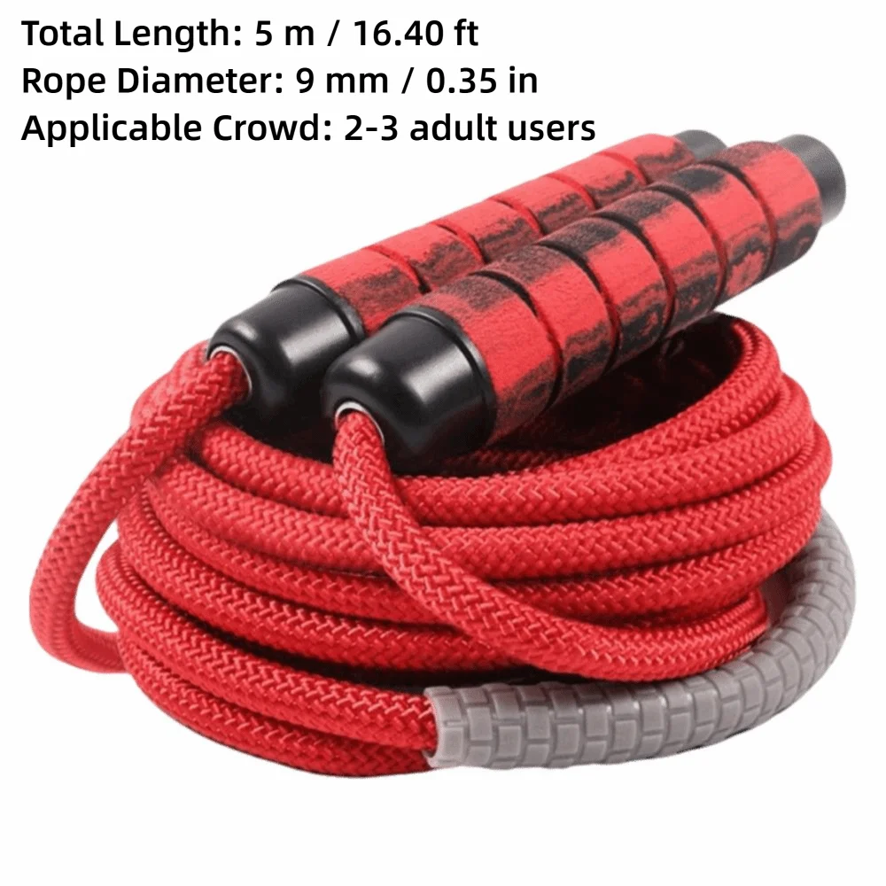 2pcs 5 Meters Length Multi Person Jump Rope Adjustable Handle Group Use Design Adjustable Skipping Rope Heavy Duty Rope