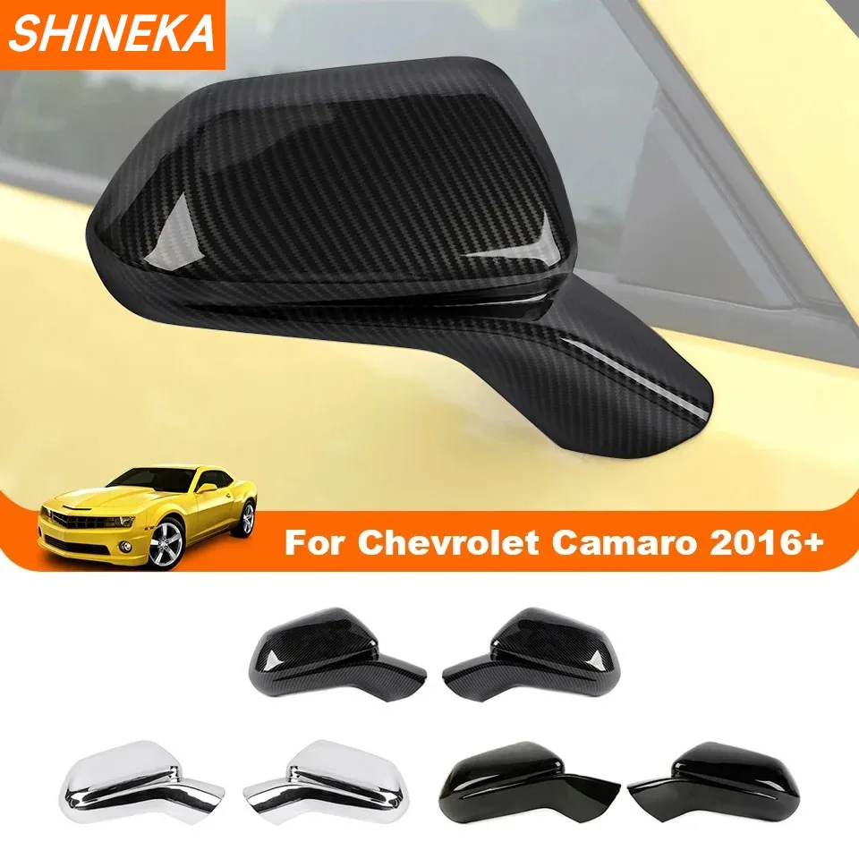 SHINEKA ABS Carbon Fiber Side Rearview Mirror Decoration Cover For Chevrolet Camaro 2016 Up USA Standard Exterior Accessories