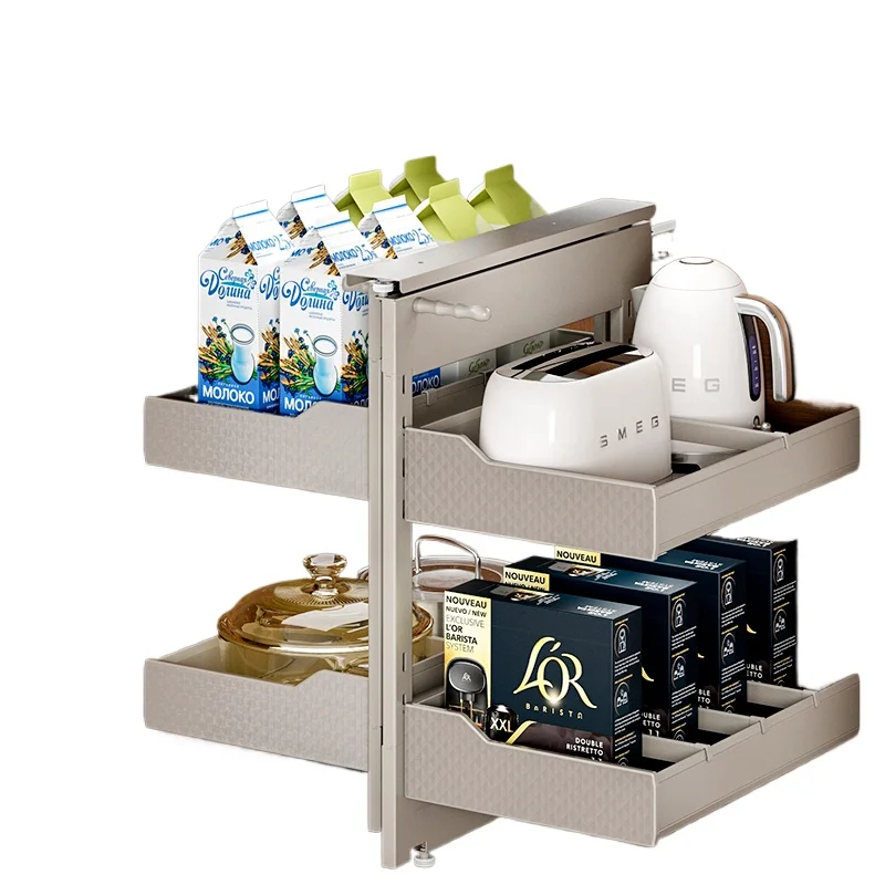 

Full Open Corner Basket Kitchen Cabinet Drawer Shelf Corner Seasoning Basket