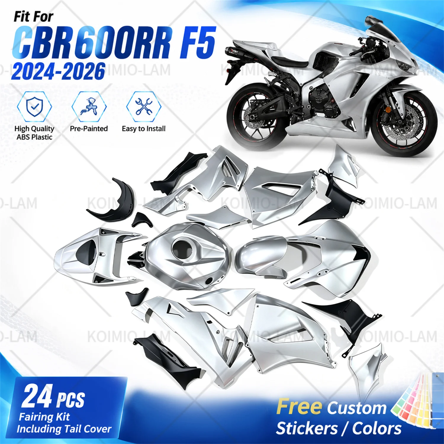24PCS Fairing Kit For Honda CBR600RR F5 2024 - 2026 ABS Motorcycle Bodywork Set Tail Cover Free Custom Stickers Colors