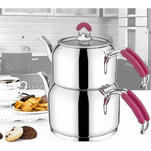 Heroes Asia Medium Size Silicone Handle Steel Teapot Red