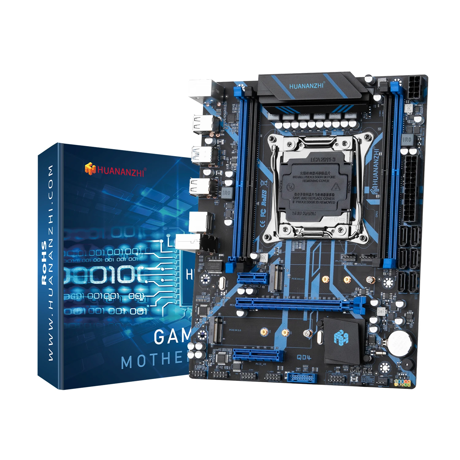 HUANANZHI QD4 X99 Motherboard Kombo, dengan memori 16G DDR4 ECC REG dan CPU E5 2680 V3 XEON mendukung USB 3.0 SATA 3.0