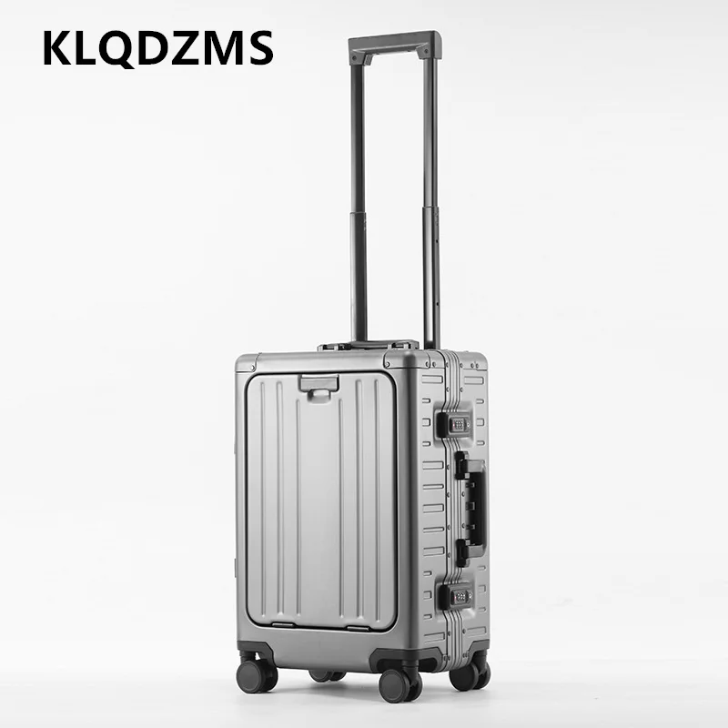 KLQDZMS Men's Luggage All Aluminum Magnesium Alloy Boarding Box Business Trolley Case 20 