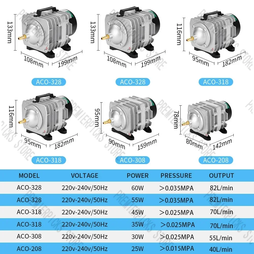 Fish Tank Oxygen Pump Electromagnetic Air Compressor ACO-328 Aerator Oxygenation s for Aquarium  Tanks