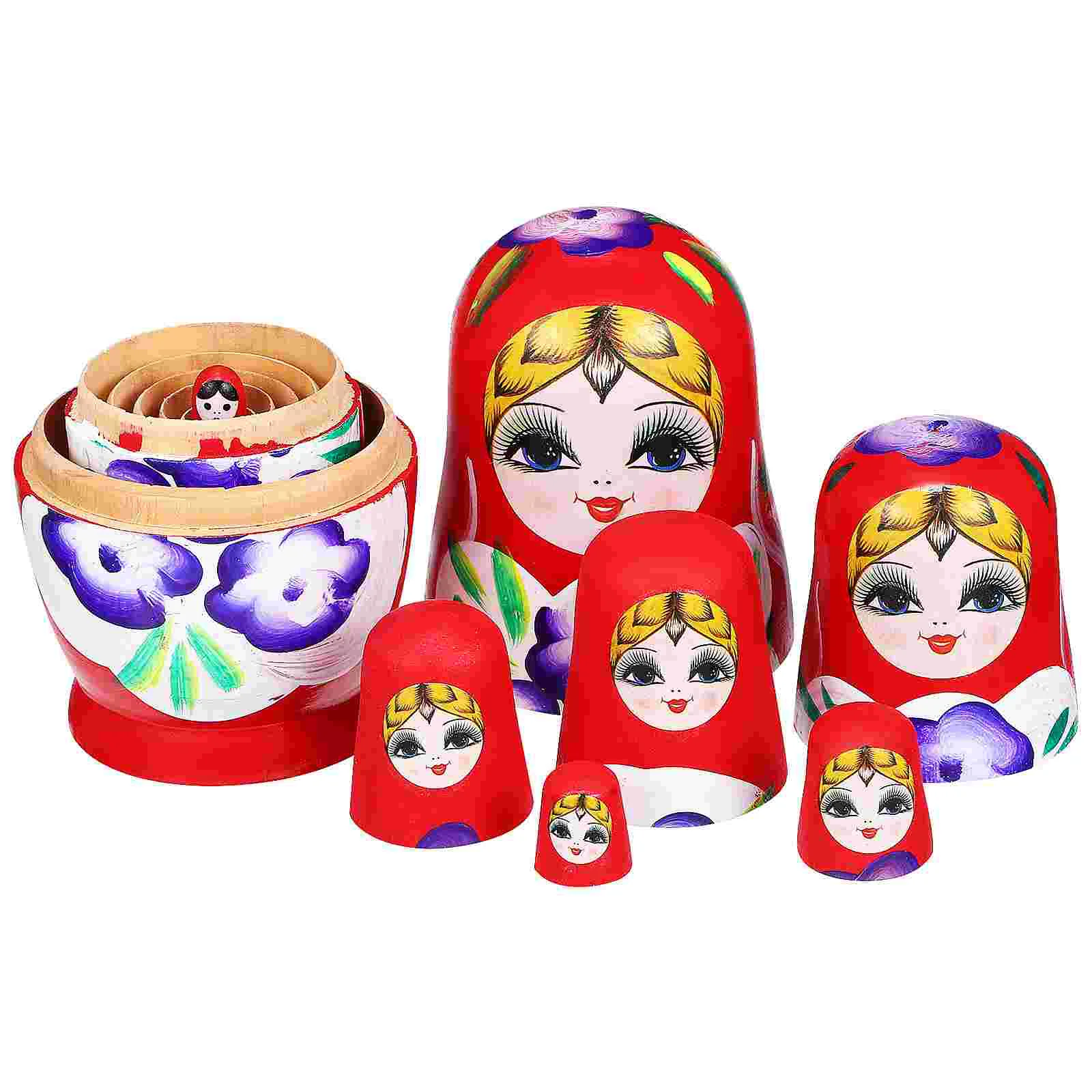 7 Pcs Russian Painted Matryoshka Dolls Toy Stackable Craft Nesting Stacking Toys Decorate