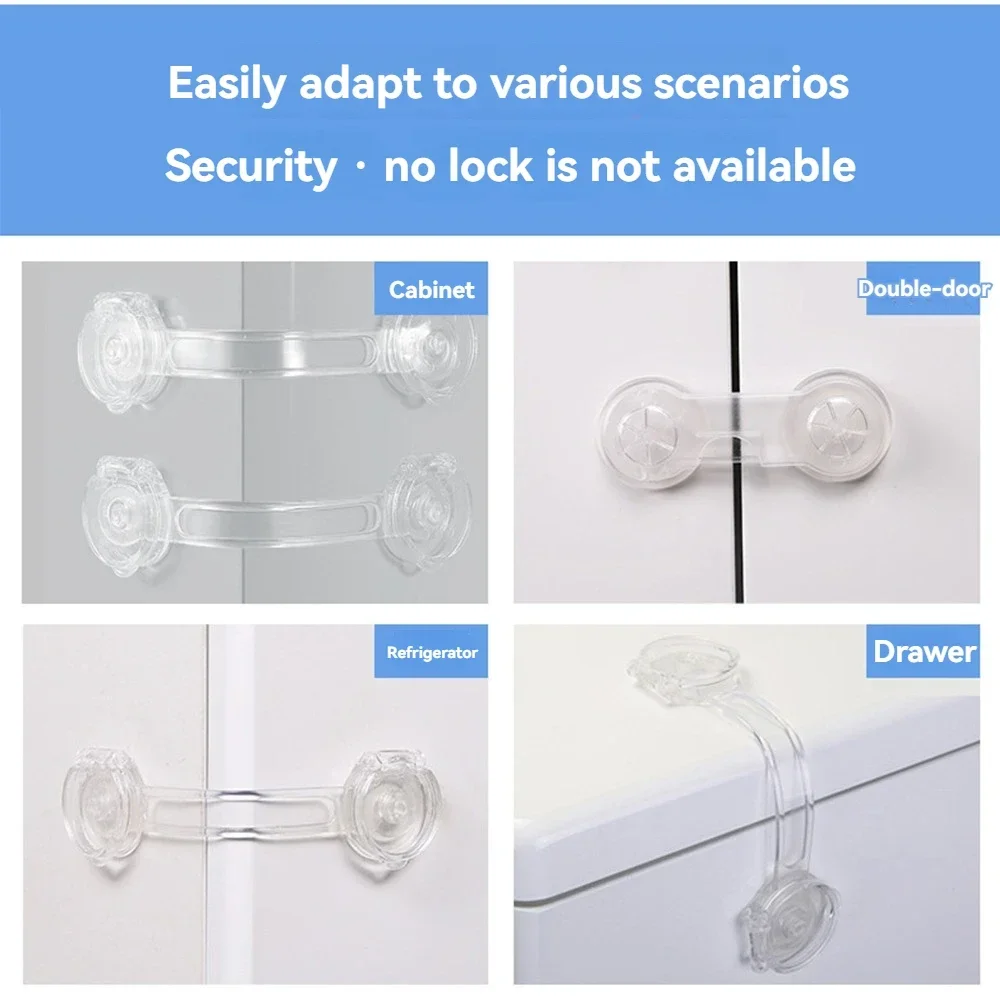 5pcs Baby Transparent Safety Locks Anti-opening Cabinet Open Glass Cabinet Safety Lock Anti-clip Hand Door Lock Fixing Clips