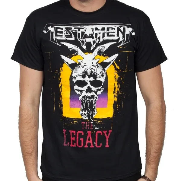 Testament Dark Grim Reaper Art Print T Shirt, Retro Apocalyptic City Ruin and Scythe Death Figure Painting and Classic Band