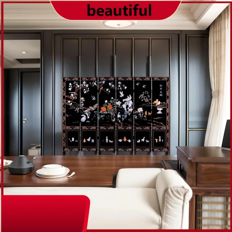 New Chinese-style bone stone inlaid with six screens, Chinese-style decorative partition in the entrance  H