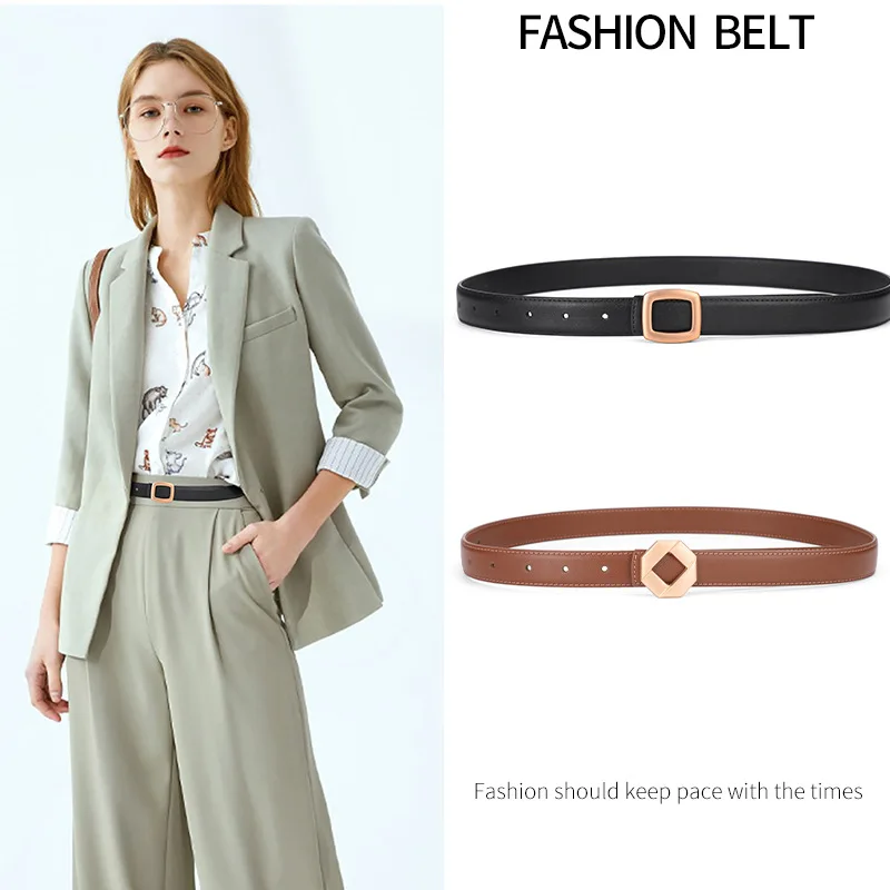Women's Belt High-End Feel Belt for Women Versatile Decorative Simple Business Matte Alloy Cowhide Dress Pants Belt