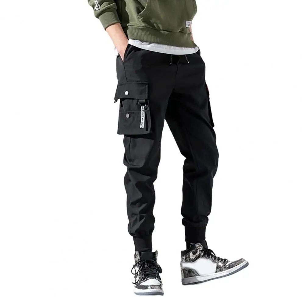 Sports Pants Skin-touching Men Sweatpants Elastic Waistband Pure Color Sports Casual Straight Joggers Pants Versatile