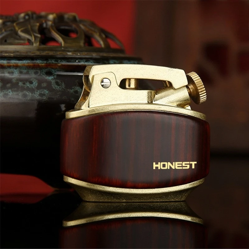Briquet à huile de bois de santal rétro HONEST, allumage d'éjection personnalisé en un clic, Mini et Compact, accessoires pour fumer