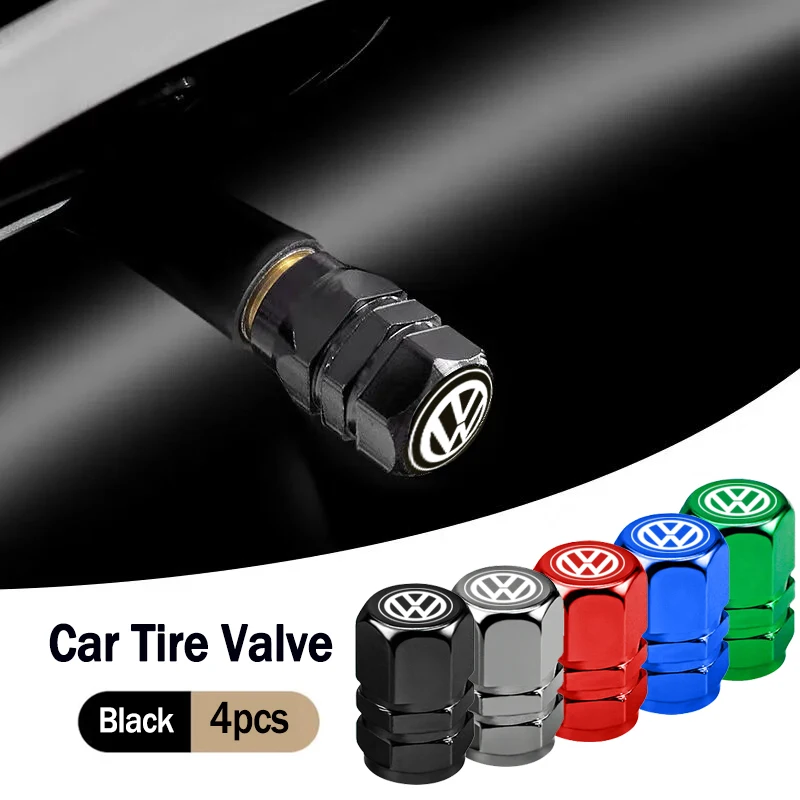 Car Tire Valve Caps Emblem Metal Cap Case Dust Covers Accessories For Volkswagen Jetta Golf Passat Polo Tiguan Arteon Touareg CC