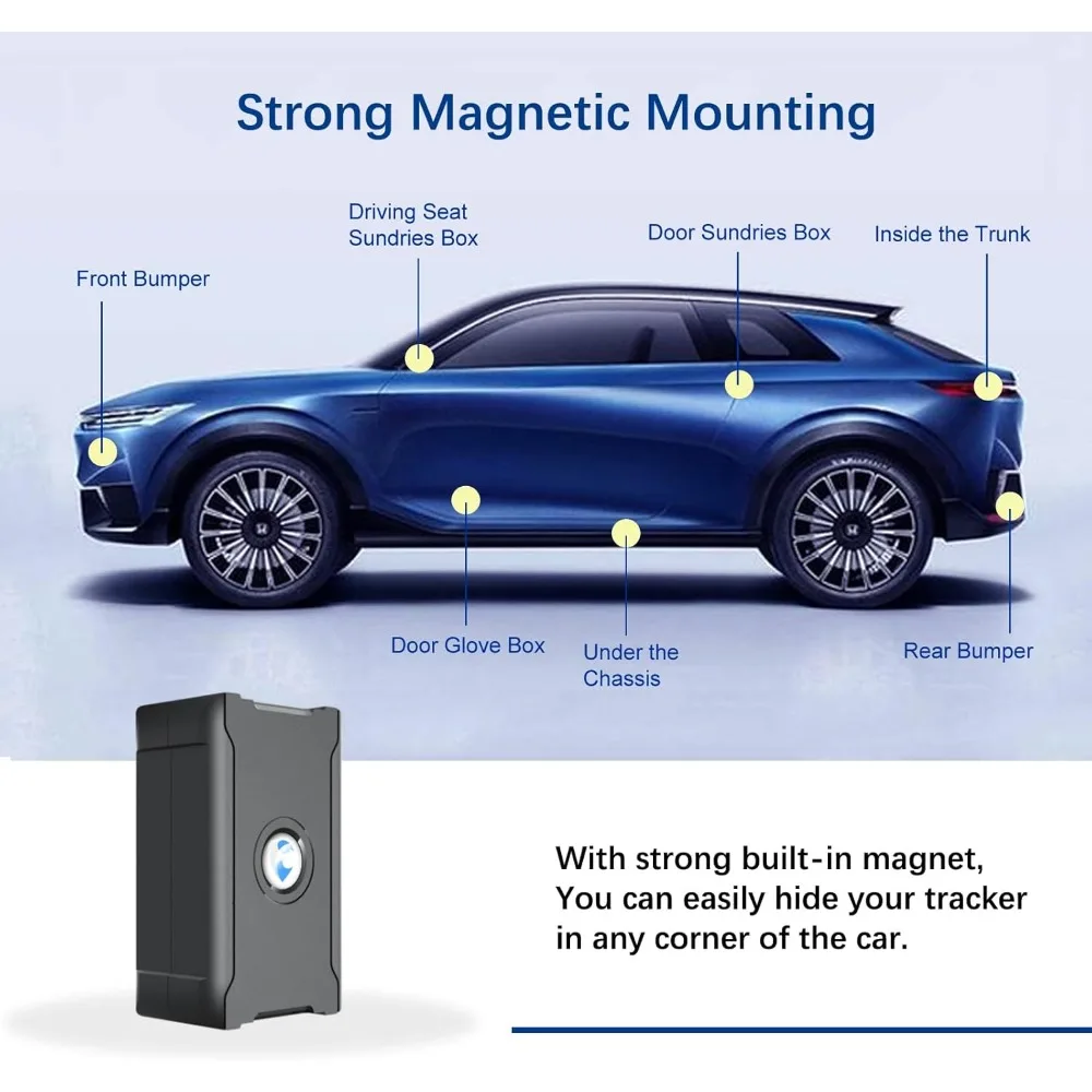 4G Real-Time GPS Tracker for Vehicles: 12-Month Battery, Strong Magnetic, 10S Updates, Geo-Fence - Hidden Car Tracking Device