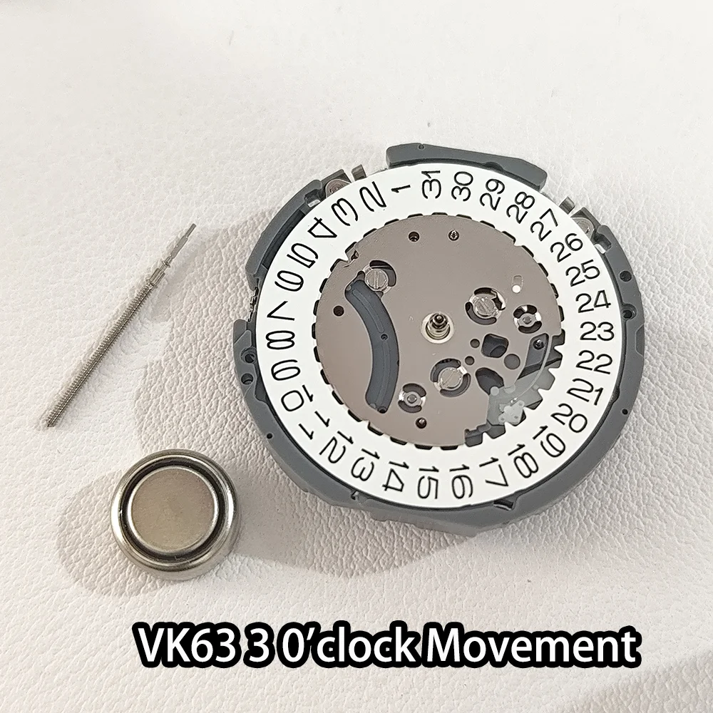 For VK63 High Accuracy Quartz Chronograph Movement Date At 3/6 O'clock White/Black Windows Multifunctional Men‘s Watch Movements
