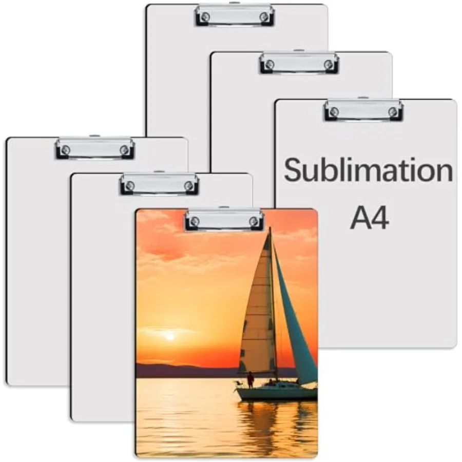 

6 Pack Sublimation Clipboard Blanks Bulk MDF Sublimation Clipboard A4 Letter Size 8.8'' x 12.4'' Sublimation Teacher Blanks for
